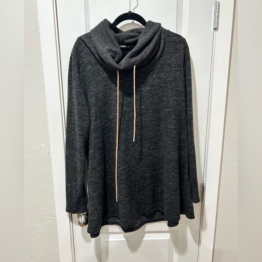 Bombom Dark Gray Tunic Sweater with Cowl Neck